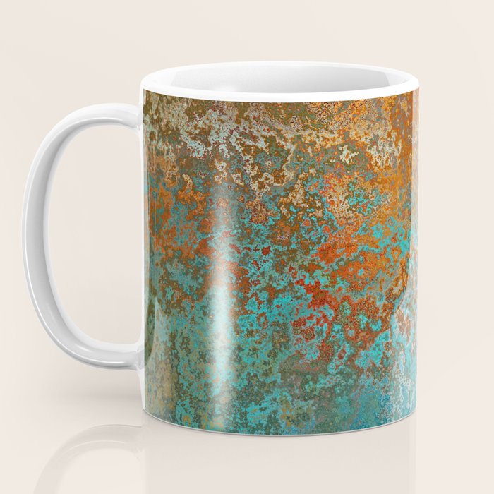 Vintage Copper and Teal Rust Coffee Mug Gallery Image 3