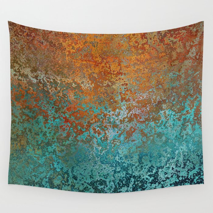 Vintage Copper and Teal Rust Wall Tapestry Gallery Image 4