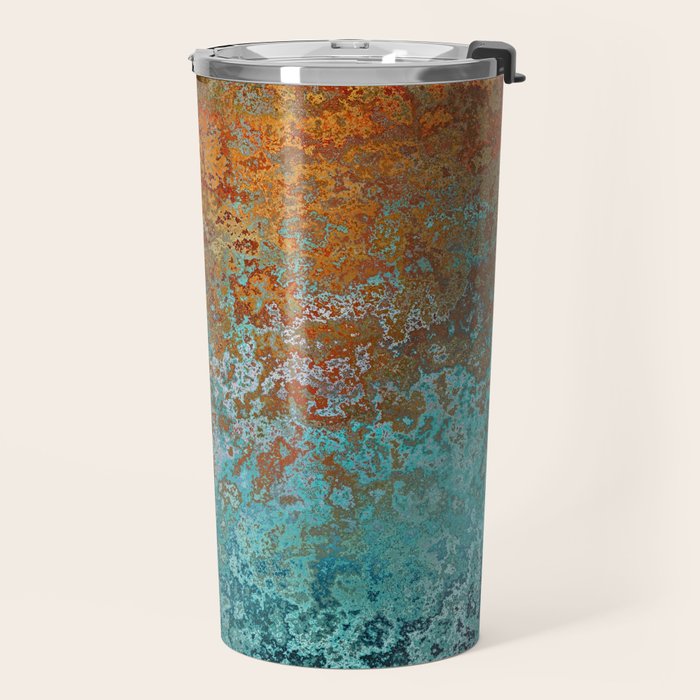 Vintage Copper and Teal Rust Travel Mug Gallery Image 2