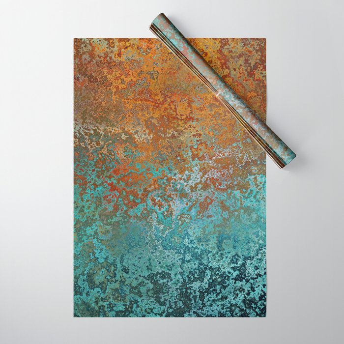 Vintage Copper and Teal Rust Wrapping Paper Gallery Image 1