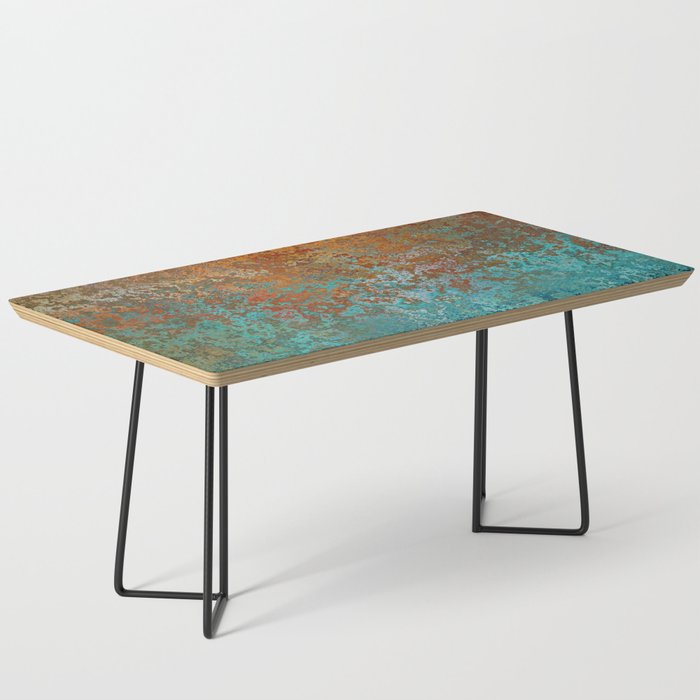 Vintage Copper and Teal Rust Coffee Table Gallery Image 1