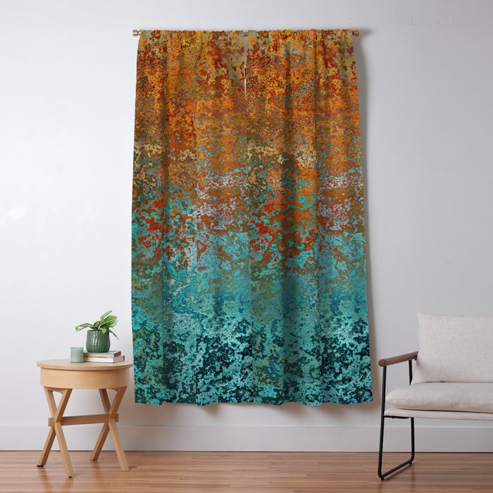 Vintage Copper and Teal Rust Window Curtain Gallery Image 5