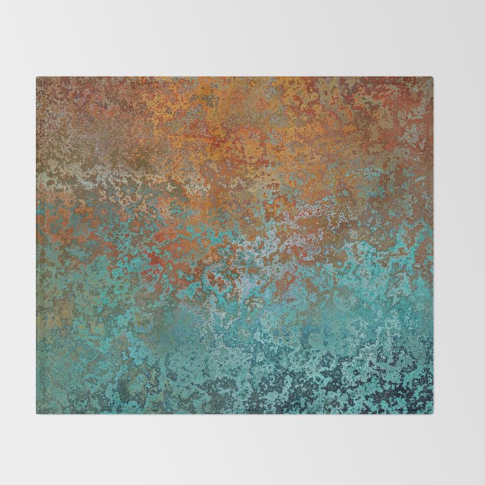 Vintage Copper and Teal Rust Throw Blanket Gallery Image 2