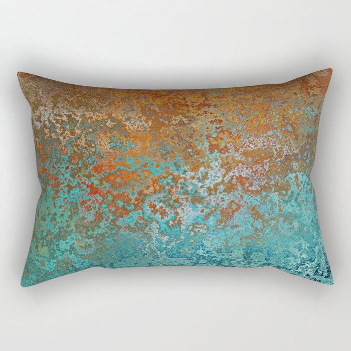 Vintage Copper and Teal Rust Rectangular Pillow Gallery Image 2