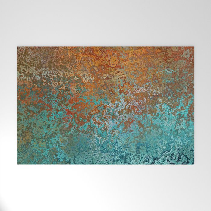 Vintage Copper and Teal Rust Welcome Mat Gallery Image 1