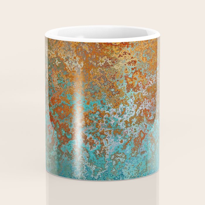 Vintage Copper and Teal Rust Coffee Mug Gallery Image 4