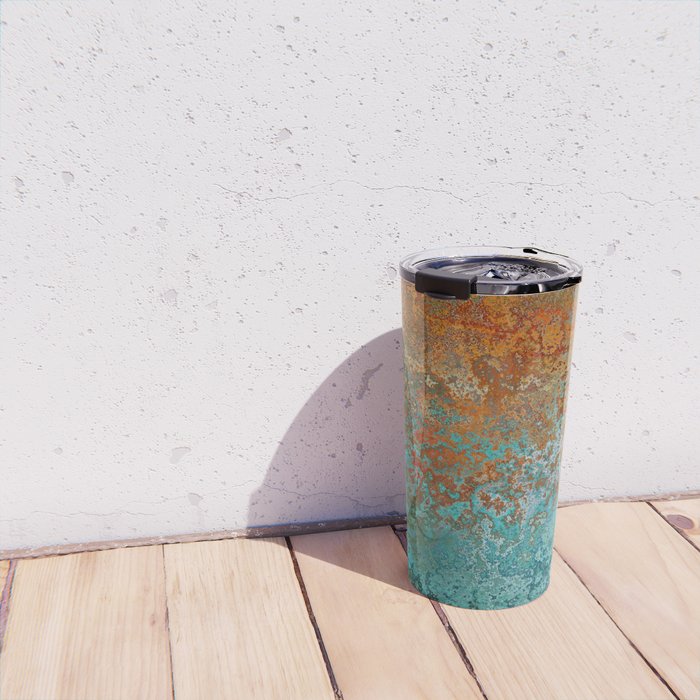 Vintage Copper and Teal Rust Travel Mug Gallery Image 4