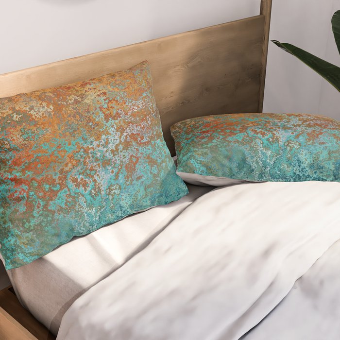 Vintage Copper and Teal Rust Pillow Sham Gallery Image 2