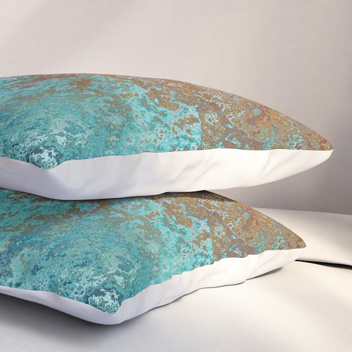 Vintage Copper and Teal Rust Pillow Sham Gallery Image 3
