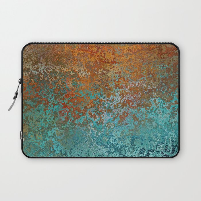 Vintage Copper and Teal Rust Laptop Sleeve Gallery Image 1