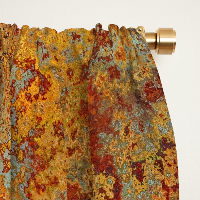 Vintage Copper and Teal Rust Window Curtain Gallery Image 2