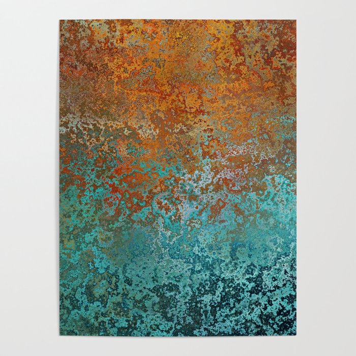 Vintage Copper and Teal Rust Poster Gallery Image 1
