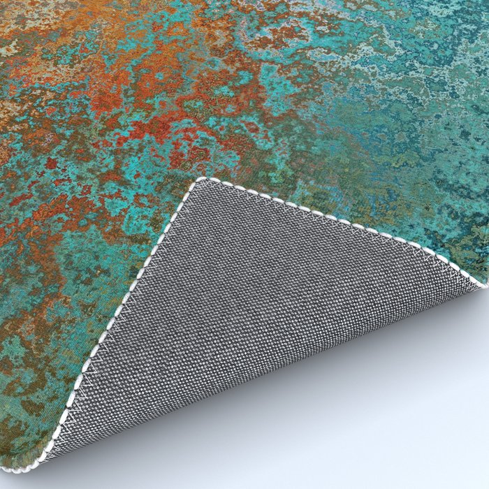 Vintage Copper and Teal Rust Rug Gallery Image 4