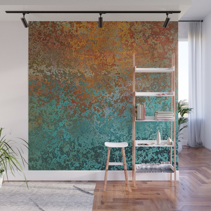Vintage Copper and Teal Rust Wall Mural Gallery Image 1