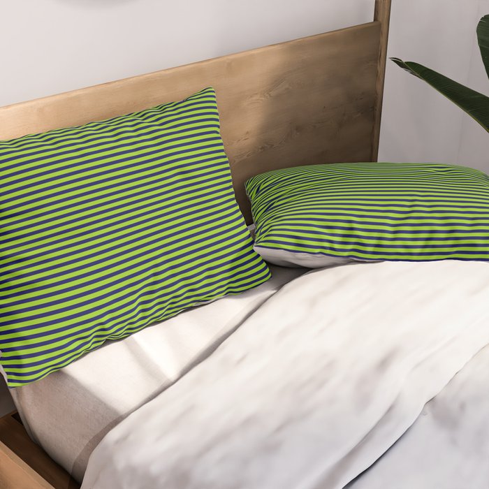 Lime Green and Navy Blue Ultra Fine Stripes Pillow Sham Gallery Image 2