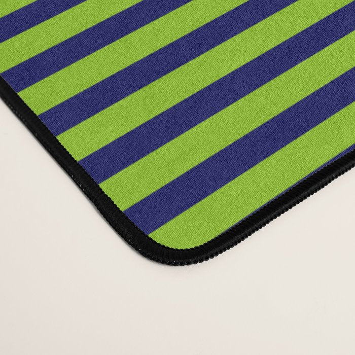 Lime Green and Navy Blue Ultra Fine Stripes Desk Mat Gallery Image 4
