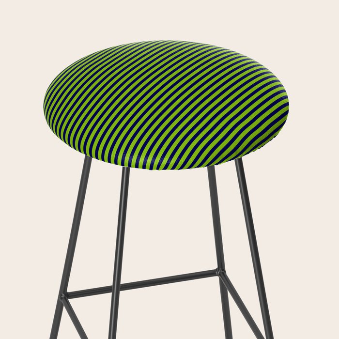 Lime Green and Navy Blue Ultra Fine Stripes Stool Gallery Image 2
