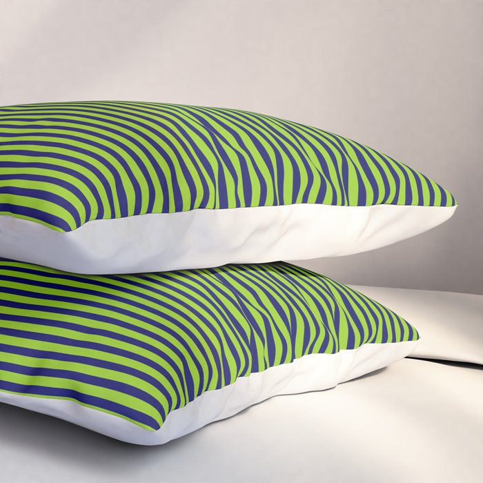 Lime Green and Navy Blue Ultra Fine Stripes Pillow Sham Gallery Image 3