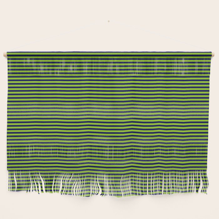 Lime Green and Navy Blue Ultra Fine Stripes Wall Hanging Gallery Image 1