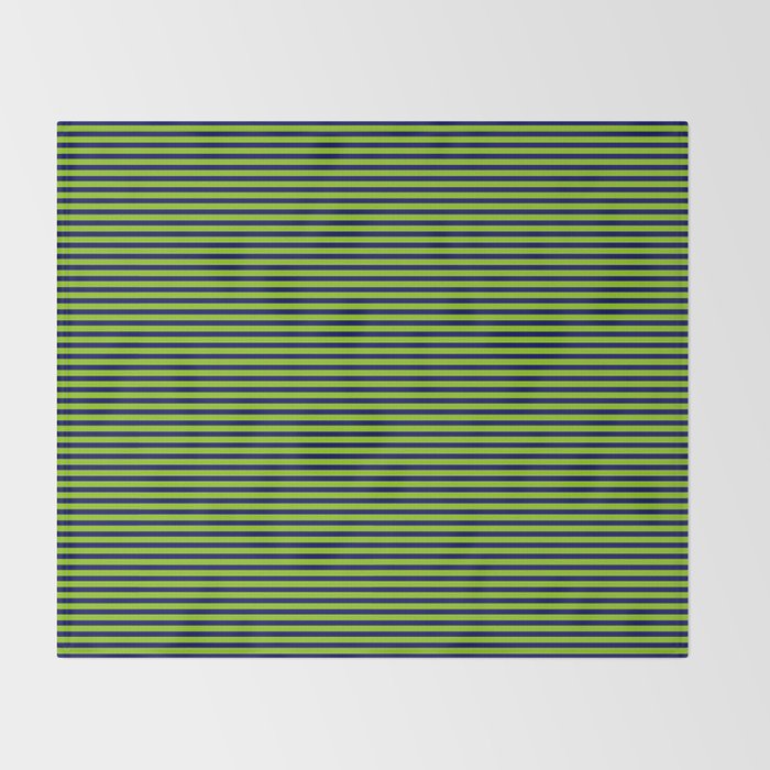 Lime Green and Navy Blue Ultra Fine Stripes Throw Blanket Gallery Image 2