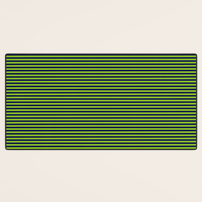 Lime Green and Navy Blue Ultra Fine Stripes Desk Mat Gallery Image 3