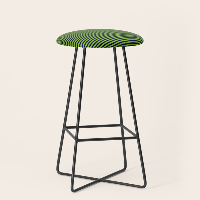Lime Green and Navy Blue Ultra Fine Stripes Stool Gallery Image 1