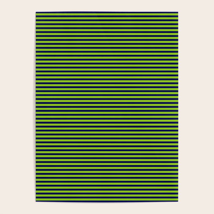 Lime Green and Navy Blue Ultra Fine Stripes Poster Gallery Image 1