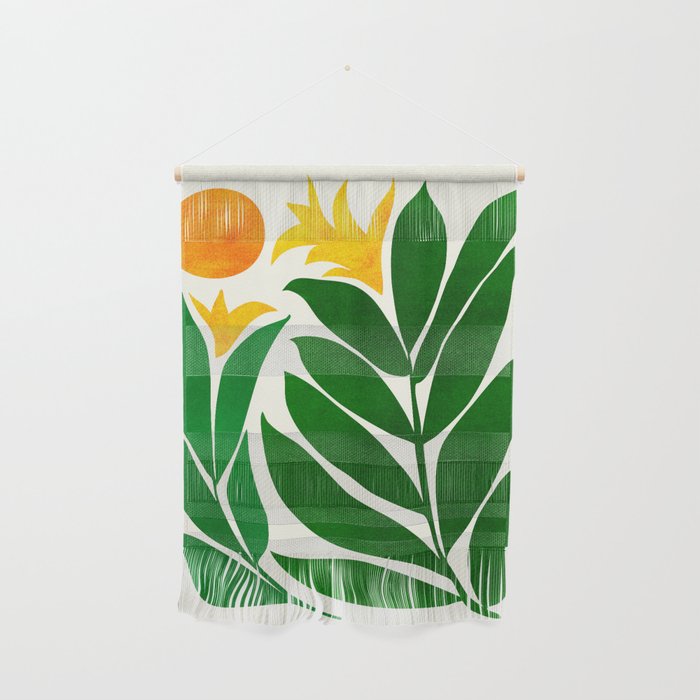 Mid Century Emerald Garden Botanical Wall Hanging Gallery Image 1