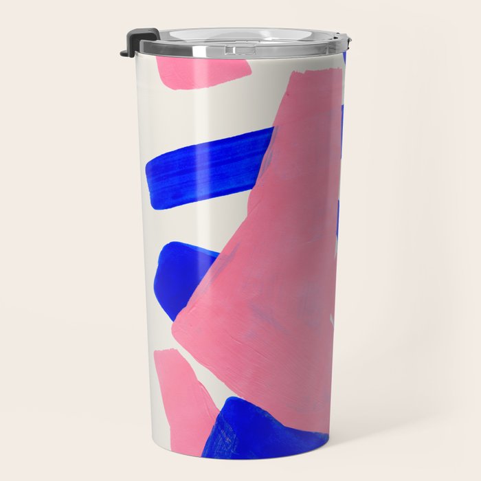 Abstract Painting Mid Century Modern Abstract Funky Sound Waves Pink Blue Shapes Travel Mug Gallery Image 3