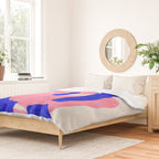 Abstract Painting Mid Century Modern Abstract Funky Sound Waves Pink Blue Shapes Duvet Cover Gallery Image 2