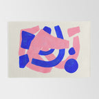 Abstract Painting Mid Century Modern Abstract Funky Sound Waves Pink Blue Shapes Rug Gallery Image 2