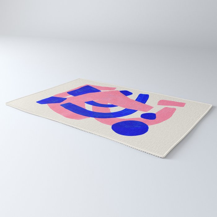 Abstract Painting Mid Century Modern Abstract Funky Sound Waves Pink Blue Shapes Rug Gallery Image 3