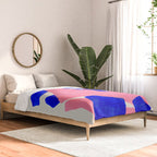 Abstract Painting Mid Century Modern Abstract Funky Sound Waves Pink Blue Shapes Comforter Gallery Image 2