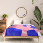 Abstract Painting Mid Century Modern Abstract Funky Sound Waves Pink Blue Shapes Comforter Gallery Image 3