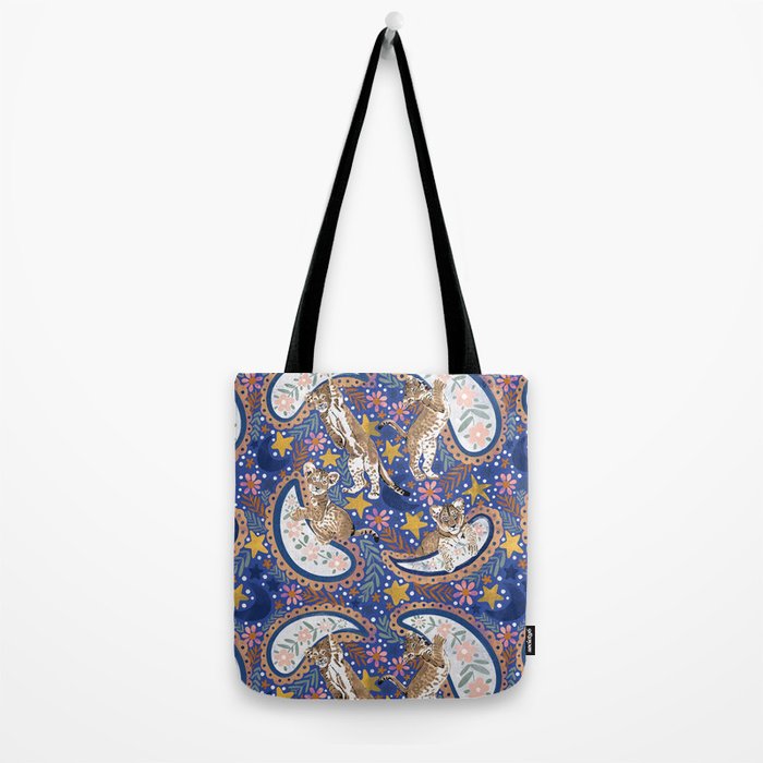 Leopard Cubs Starry Night Tote Bag Gallery Image 2