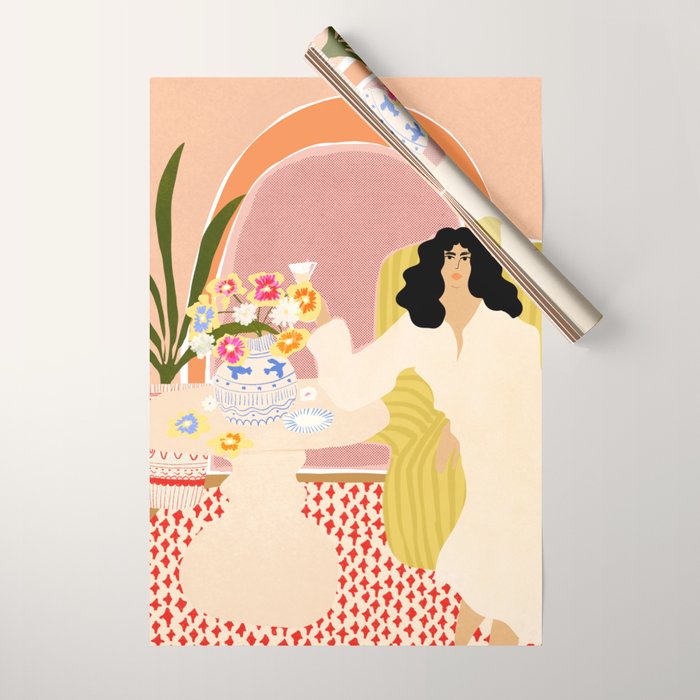 Vase of Flowers Wrapping Paper Gallery Image 1