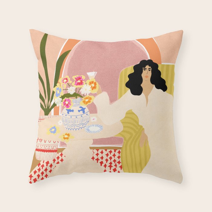 Vase of Flowers Throw Pillow Gallery Image 6