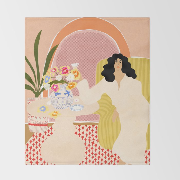 Vase of Flowers Throw Blanket Gallery Image 2