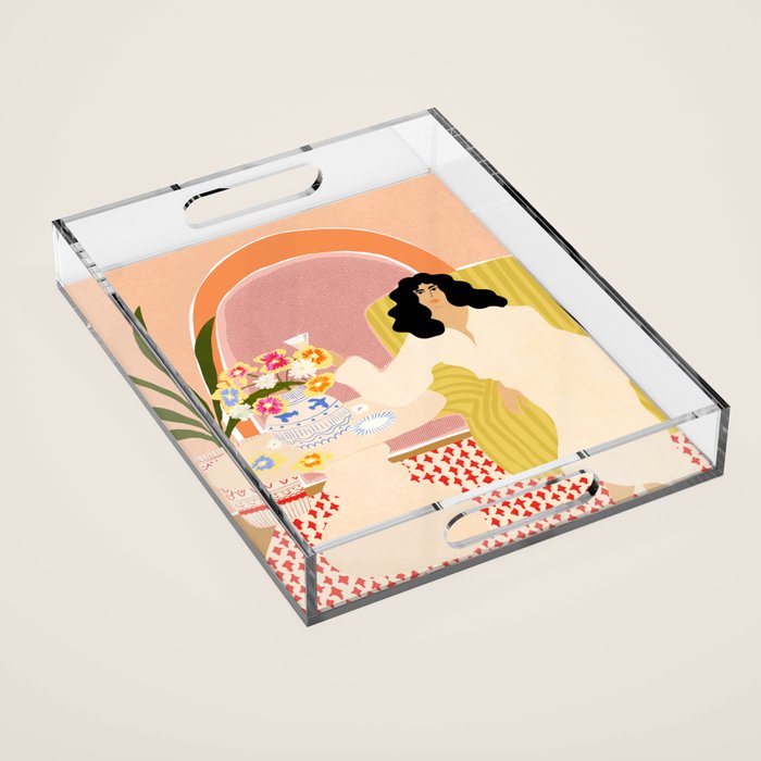 Vase of Flowers Acrylic Tray Gallery Image 1