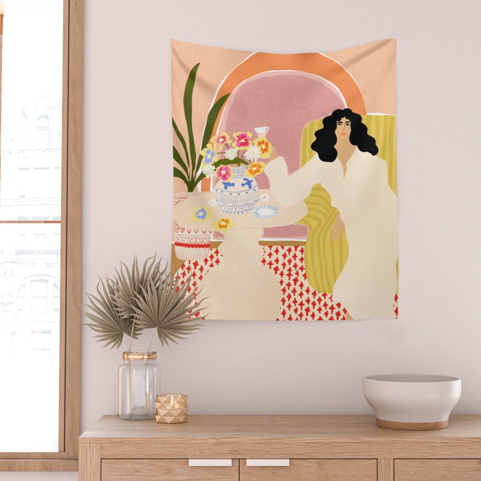 Vase of Flowers Wall Tapestry Gallery Image 2