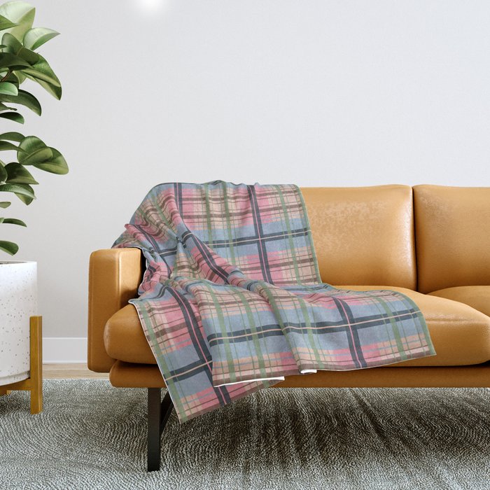 Pastel Tartan Delight Throw Blanket Gallery Image 1