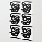 Knots Black & White Minimalist Ink Tribal Mid Century Pattern Dark Painting Pattern Wallpaper Gallery Image 2