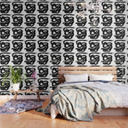 Knots Black & White Minimalist Ink Tribal Mid Century Pattern Dark Painting Pattern Wallpaper Gallery Image 3