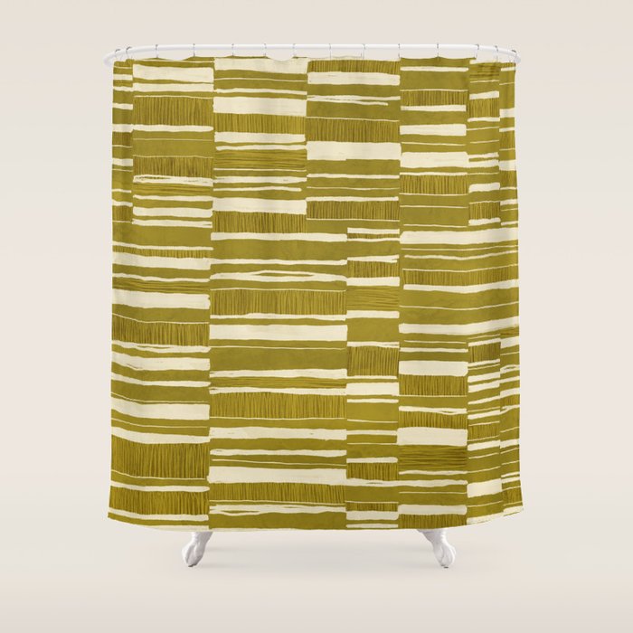 Scratchy Blocks - Yellow Chartreuse Shower Curtain Gallery Image 1