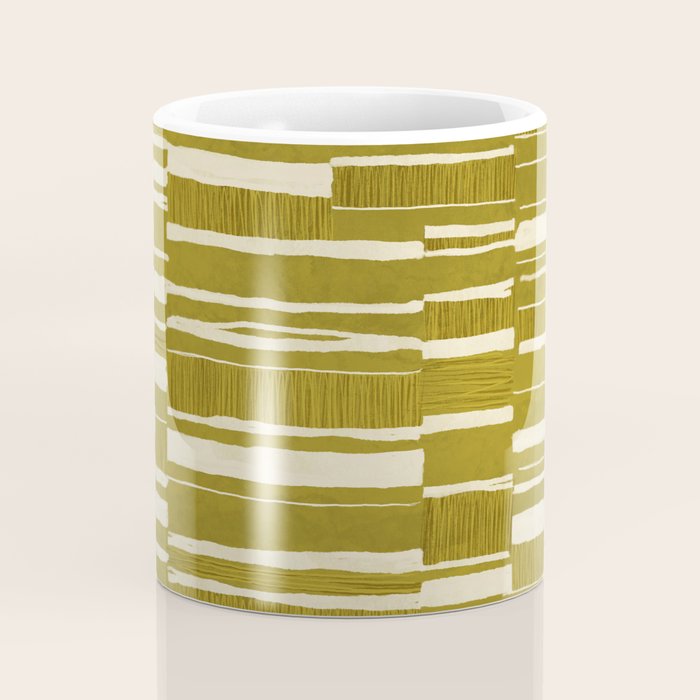 Scratchy Blocks - Yellow Chartreuse Coffee Mug Gallery Image 4