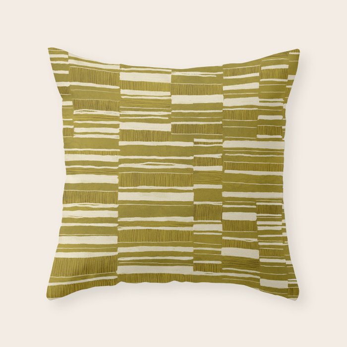 Scratchy Blocks - Yellow Chartreuse Throw Pillow Gallery Image 6