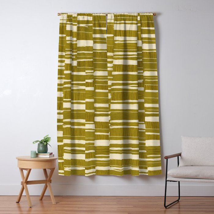 Scratchy Blocks - Yellow Chartreuse Window Curtain Gallery Image 5