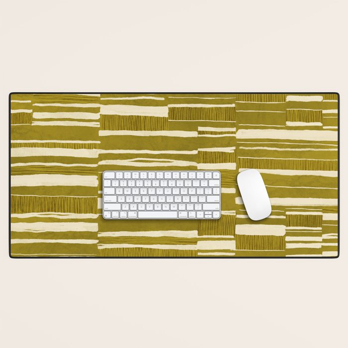 Scratchy Blocks - Yellow Chartreuse Desk Mat Gallery Image 1