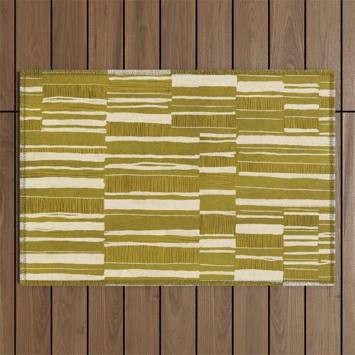 Scratchy Blocks - Yellow Chartreuse Outdoor Rug Gallery Image 1