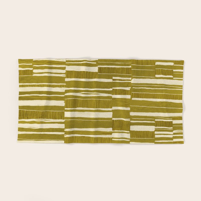 Scratchy Blocks - Yellow Chartreuse Bath Towel Gallery Image 2